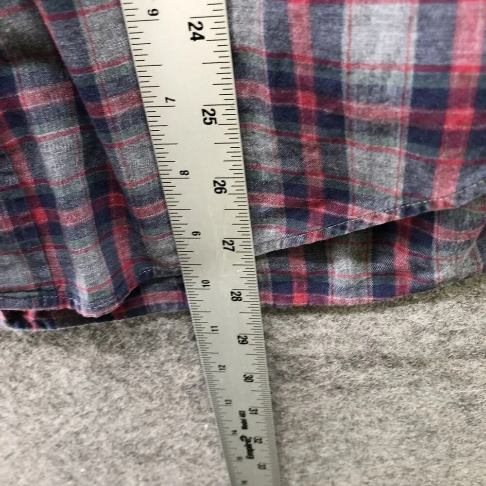 J. Crew‎ Button Down Shirt Mens S Navy Red Plaid Long Sleeve Cotton
